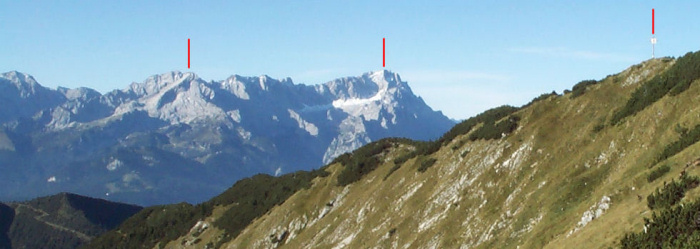 Alpspitze, Zugspitze, Gipfelkreuz Hoher Fricken