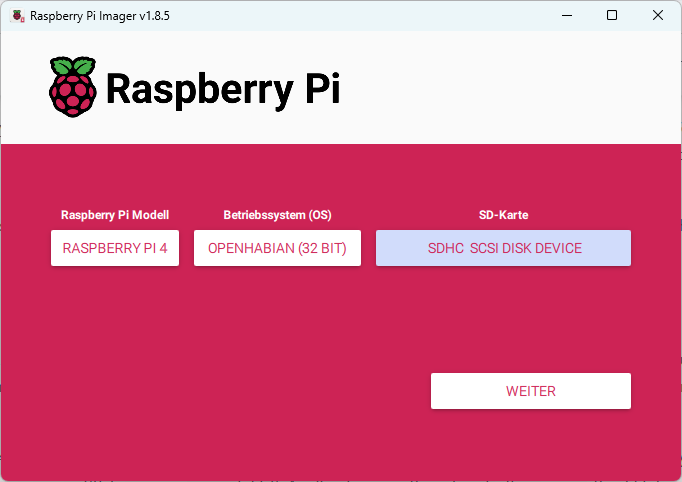 Raspberry Pi Imager alles ausgewählt