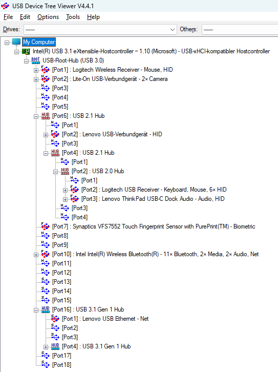 USB Devices im USB Device Tree Viewer