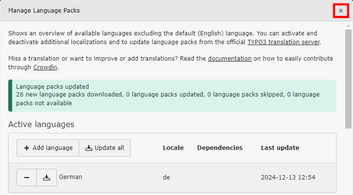 Typo3 Language Pack German verfügbar