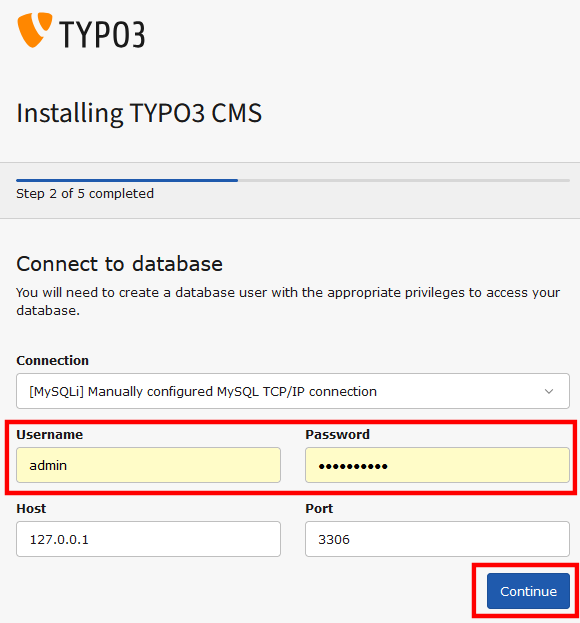 Typo3 Step 2 - Datenbank Benutzer