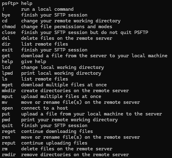 psftp help