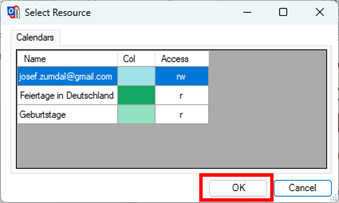 Outlook CalDav Synchronizer Resourcen bestätigen