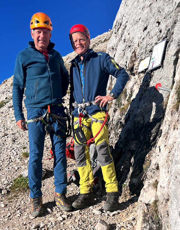 Uli und Klaus am Einstieg Klettersteig Köllenspitze